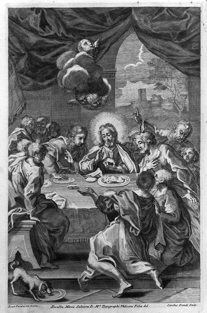 ultima cena (stampa, elemento d'insieme) di Grandi Carlo, Salvioni Rosalba Maria, Passeri Giuseppe (sec. XVIII)