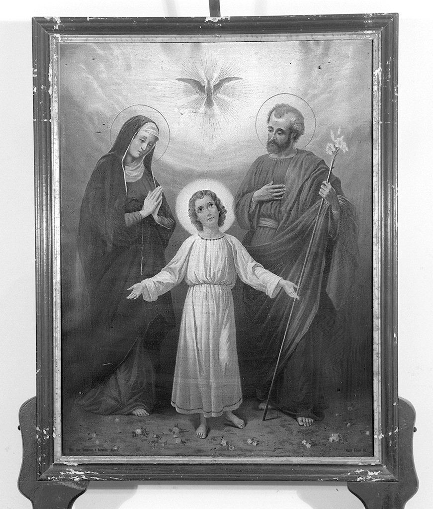 Sacra Famiglia con colomba dello spirito santo (stampa) di Aubert Pierre-Eugène (sec. XIX)