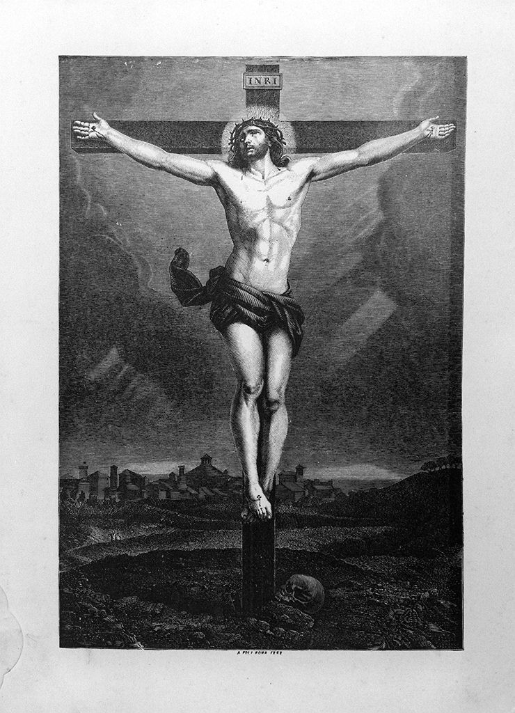 Cristo crocifisso (stampa) di Foli Alessandro, Reni Guido (sec. XIX)