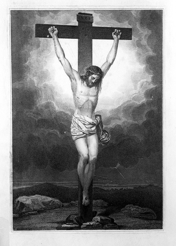 Cristo crocifisso (stampa smarginata) di Busato Giovanni (sec. XIX)