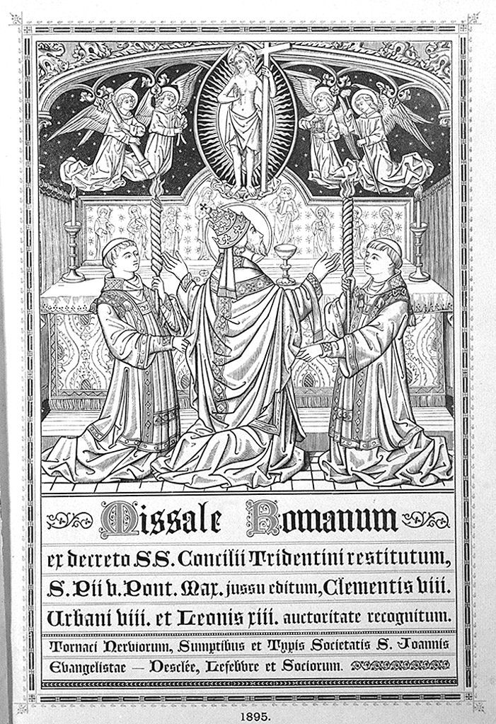 celebrazione della messa con Cristo risorto (stampa, elemento d'insieme) - ambito belga (sec. XIX)