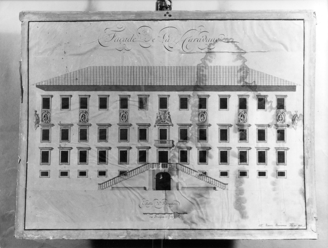 prospetto della facciata del Palazzo delle Carovane di Pisa (disegno) di Buonamici Ranieri (sec. XIX)