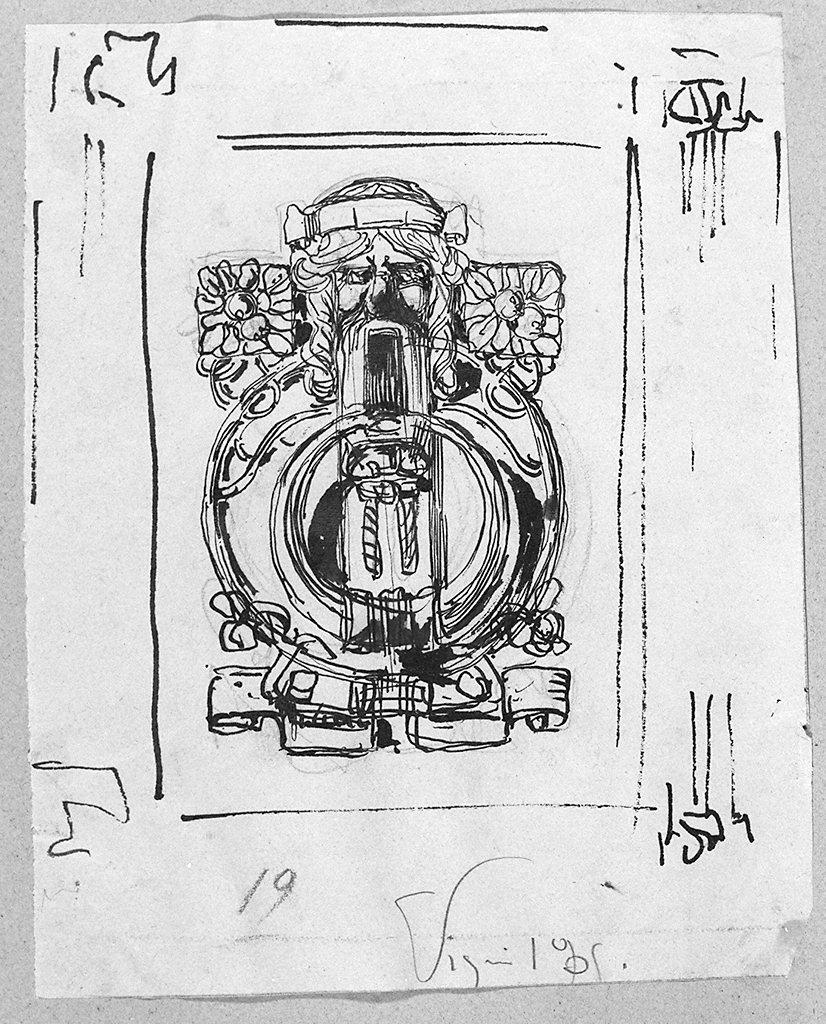 mascherone (disegno) di Vigni Corrado (sec. XX)