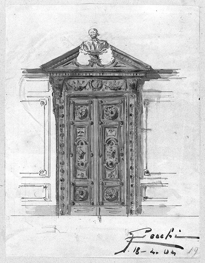 portale, motivi decorativi architettonici (disegno) di Cocchi Ennio (sec. XX)