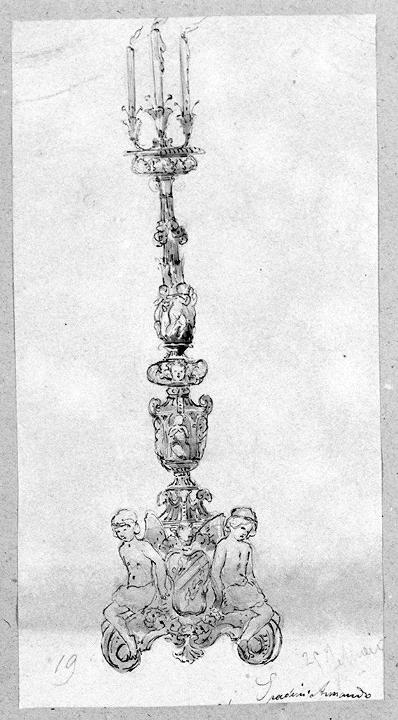 candelabro (disegno) di Spadini Armando (secc. XIX/ XX)