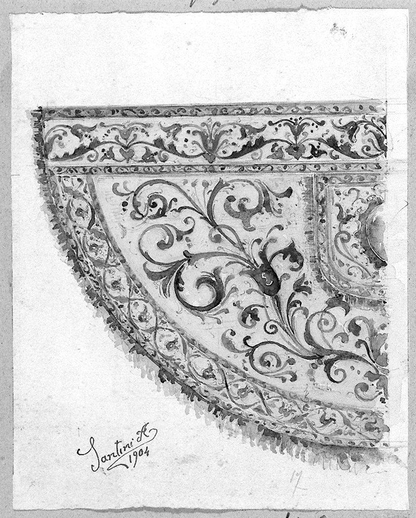 piviale, motivi decorativi a candelabra (disegno) di Santini Augusto (sec. XX)