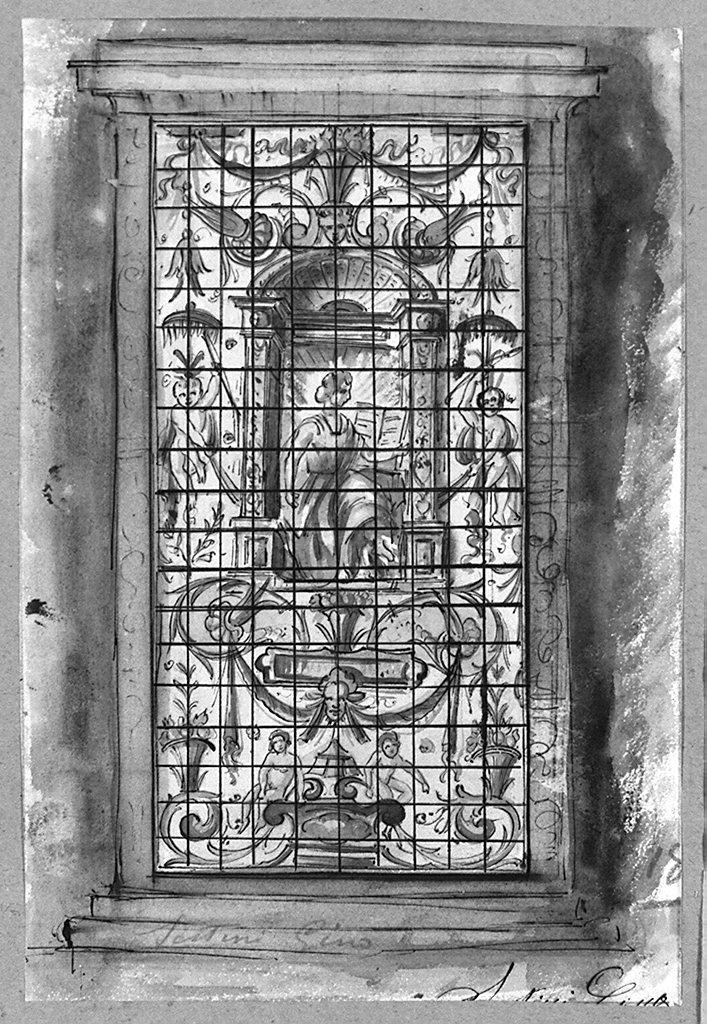 vetrata, finta finestra (disegno) - ambito toscano (secc. XIX/ XX)