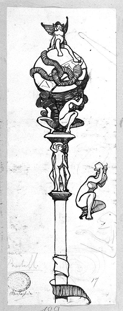 pomo di bastone (disegno) di Bastelli Cesare (sec. XX)