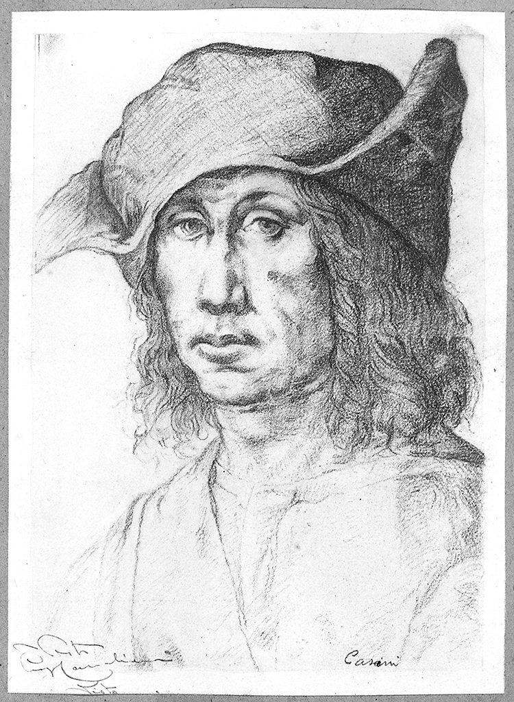 testa d'uomo (disegno) di Casini Guido (sec. XX)
