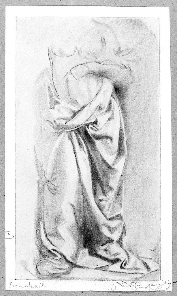figura femminile panneggiata (disegno) di Ronchail Renato (sec. XX)