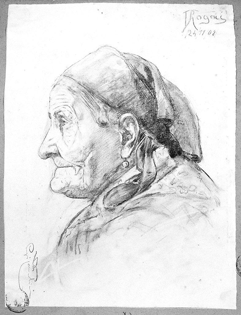 ritratto di donna (disegno) di Rogai Damiano (sec. XX)