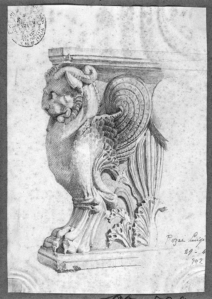 grifone (disegno) di Pozzi Luigi (sec. XX)