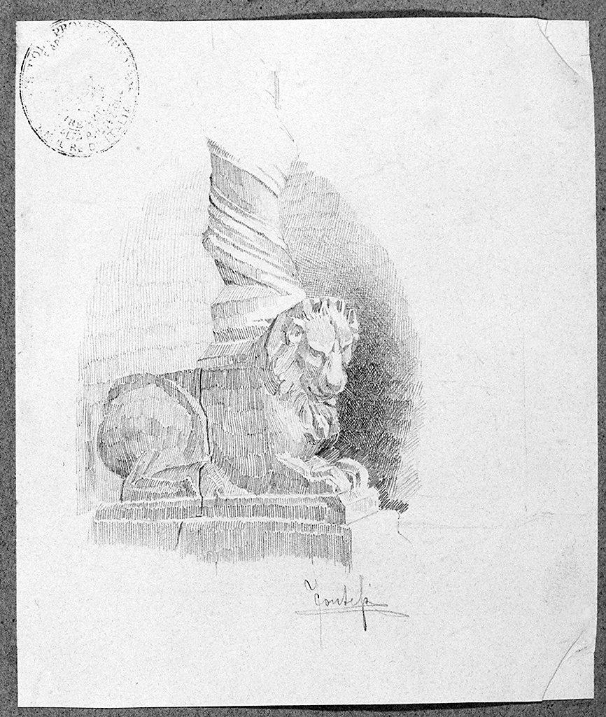 leone stiloforo (disegno) di Contessi Francesco (sec. XX)