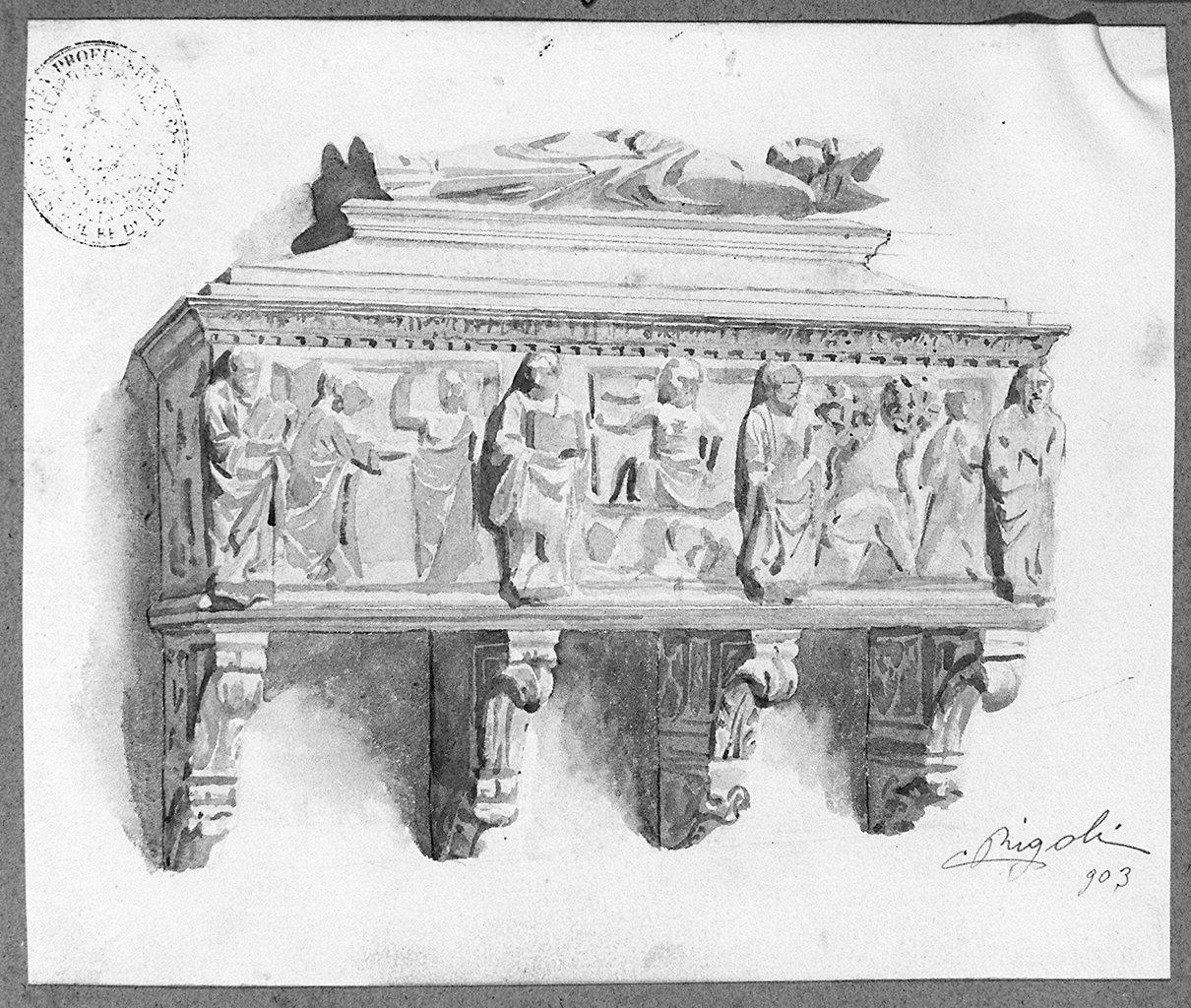 monumento sepolcrale (disegno) di Rigoli Carlo (sec. XX)