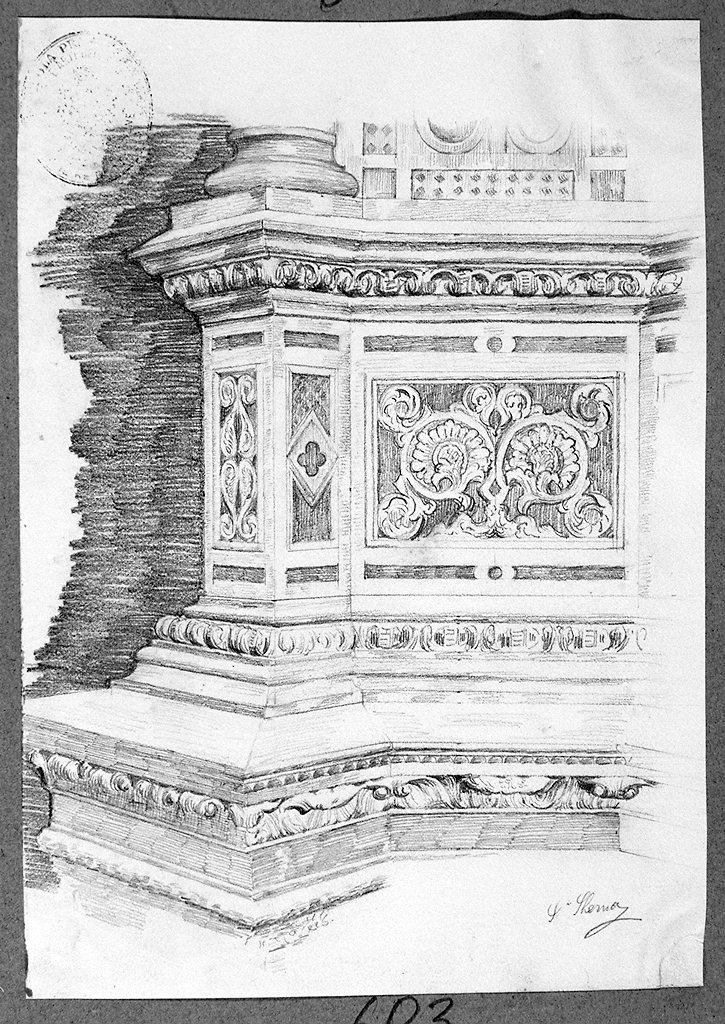 motivi decorativi architettonici (disegno) di Sberna Sebastiano (sec. XX)