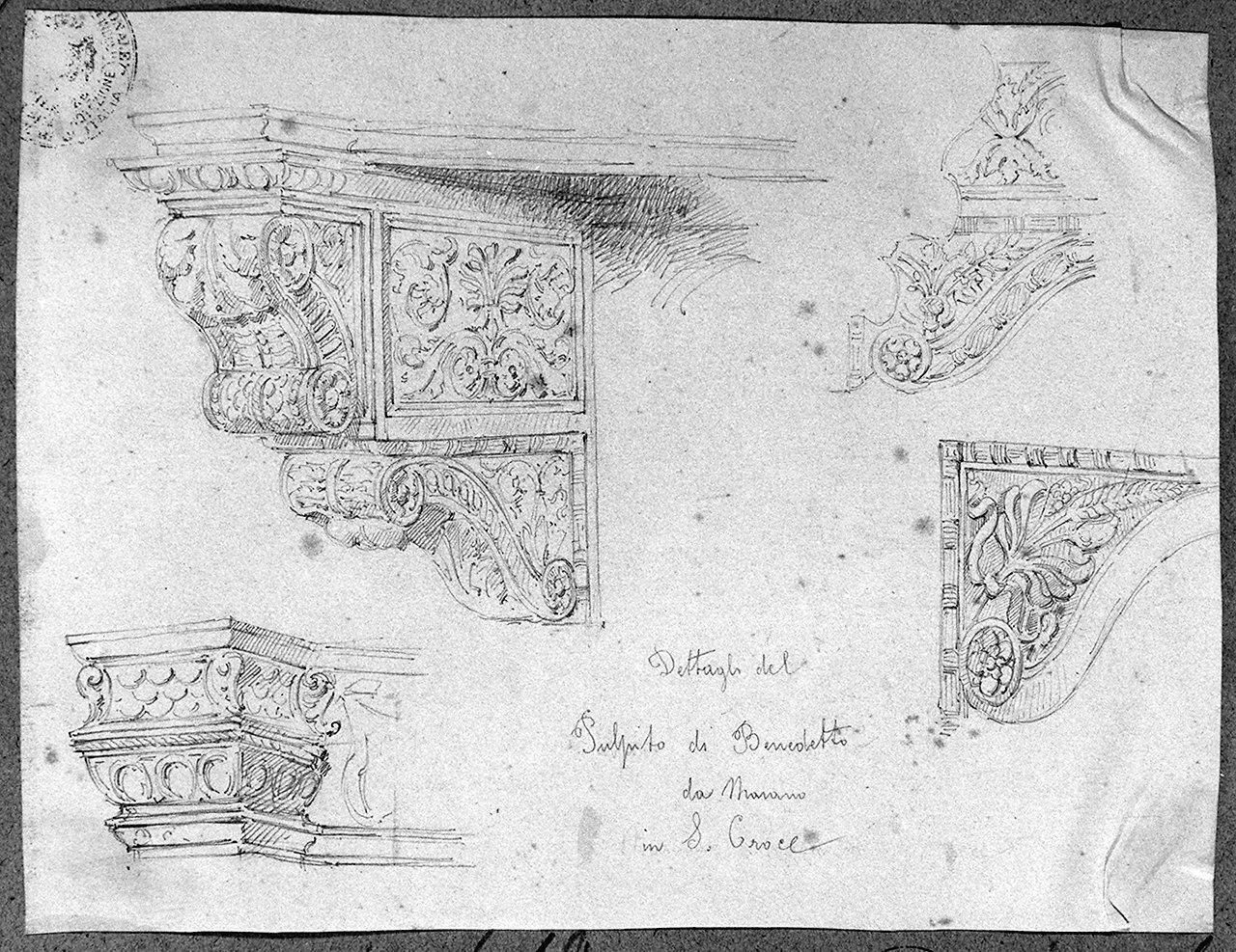 particolare del pulpito della basilica di Santa Croce a Firenze (disegno) - ambito italiano (sec. XX)