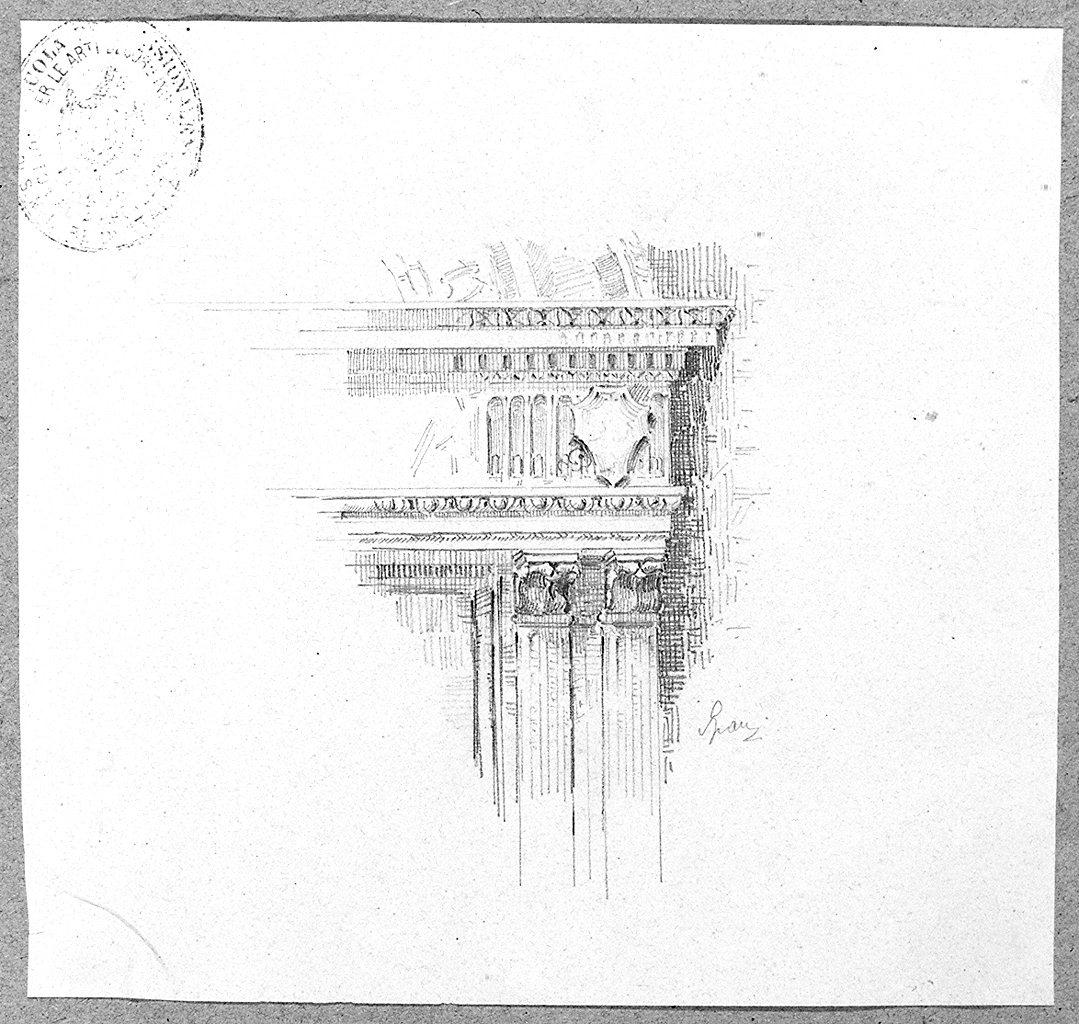 cornice architettonica (disegno) - ambito italiano (sec. XX)