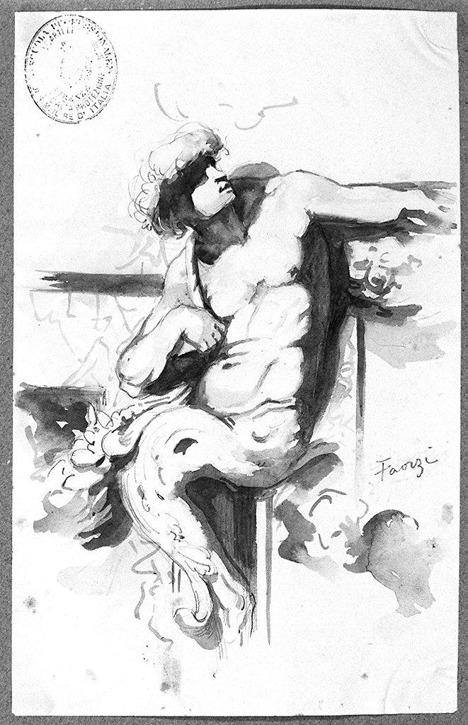 Telamone, giovane nudo (disegno) di Faorzi Natale (sec. XX)