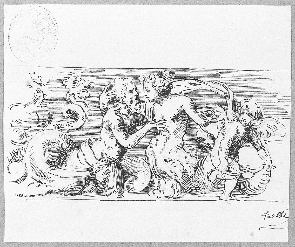 divinità acquatiche (disegno) di Faorzi Natale (sec. XX)