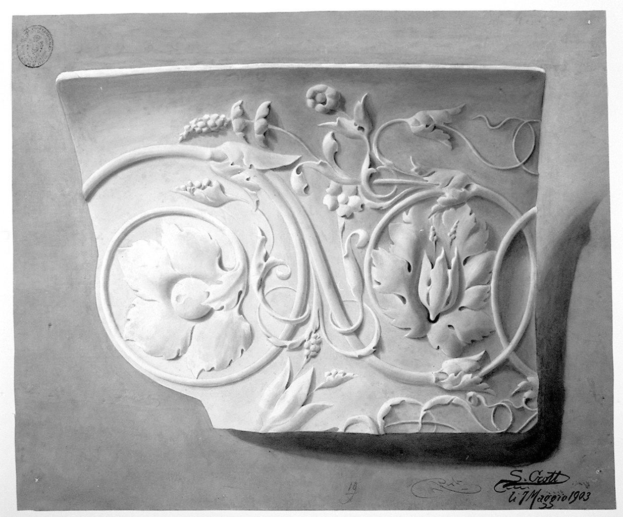 motivi decorativi a girali vegetali (disegno) di Crott Severino (sec. XX)