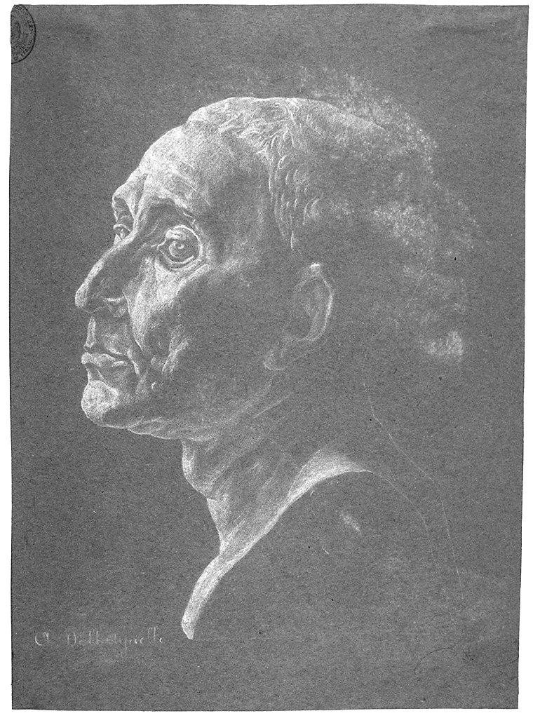 testa d'uomo (disegno) di Dell'Agnello Artidoro (sec. XX)