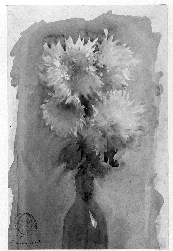 vaso con fiori (disegno) - ambito toscano (sec. XX)
