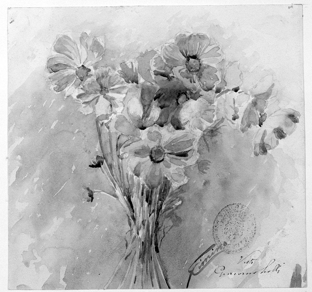 vaso con fiori (disegno) di Cimino Gino (sec. XX)