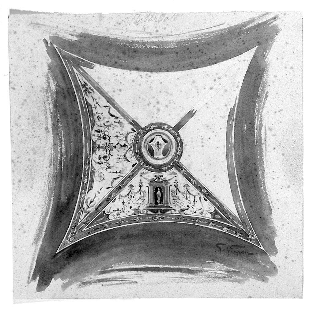 volta decorata, motivi decorativi geometrici e vegetali stilizzati (disegno) di Viner Giuseppe (secc. XIX/ XX)