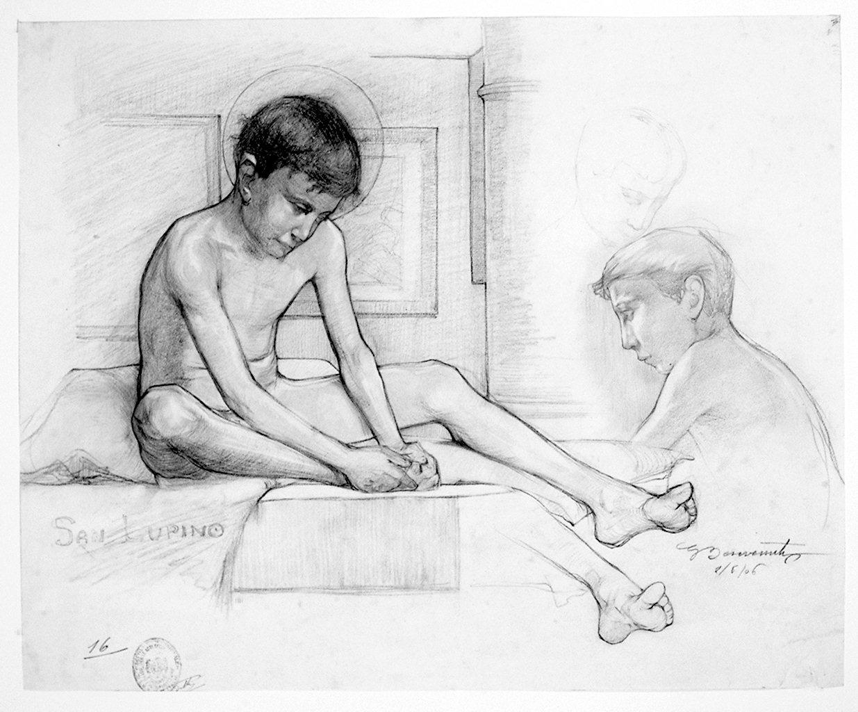 San Lupino, bambino (disegno) di Benvenuti Giuseppe (sec. XX)