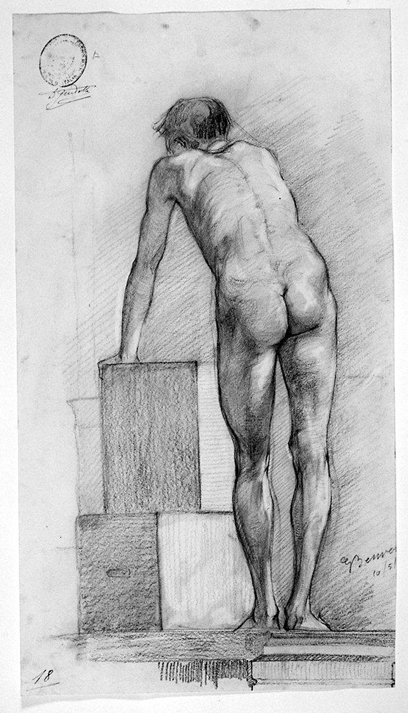 giovane nudo (disegno) di Benvenuti Giuseppe (sec. XX)