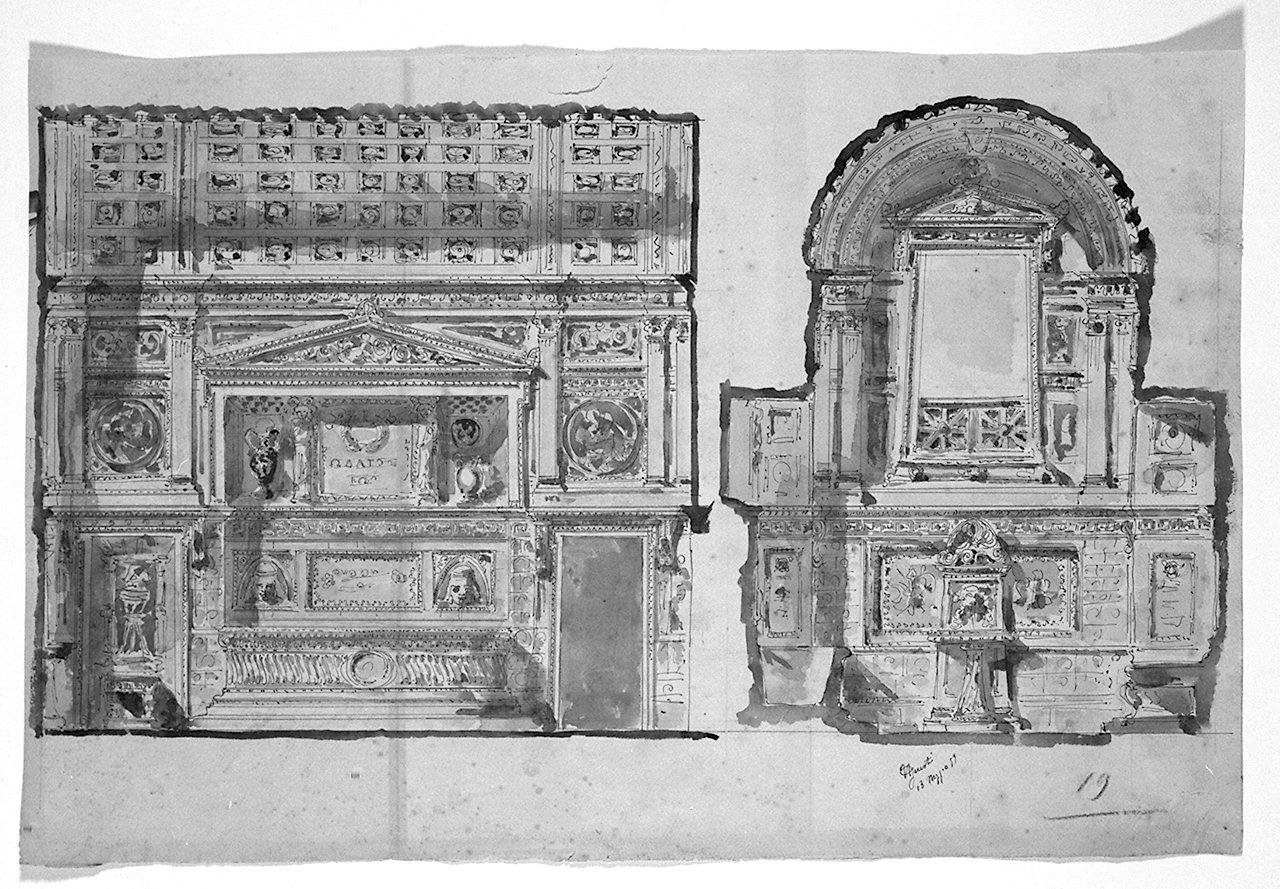 motivi decorativi architettonici (disegno) di Giusti Ugo (sec. XIX)