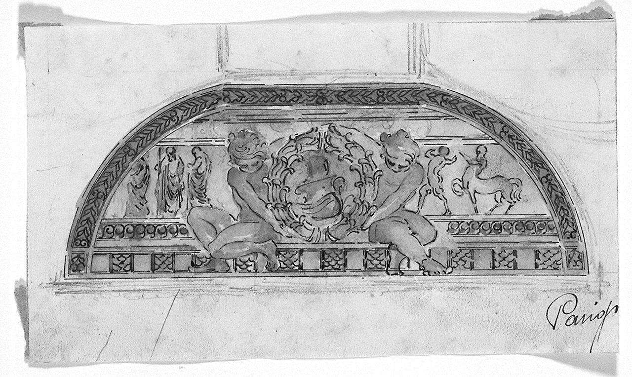 putti reggistemma (disegno) di Parigi Pietro (sec. XX)