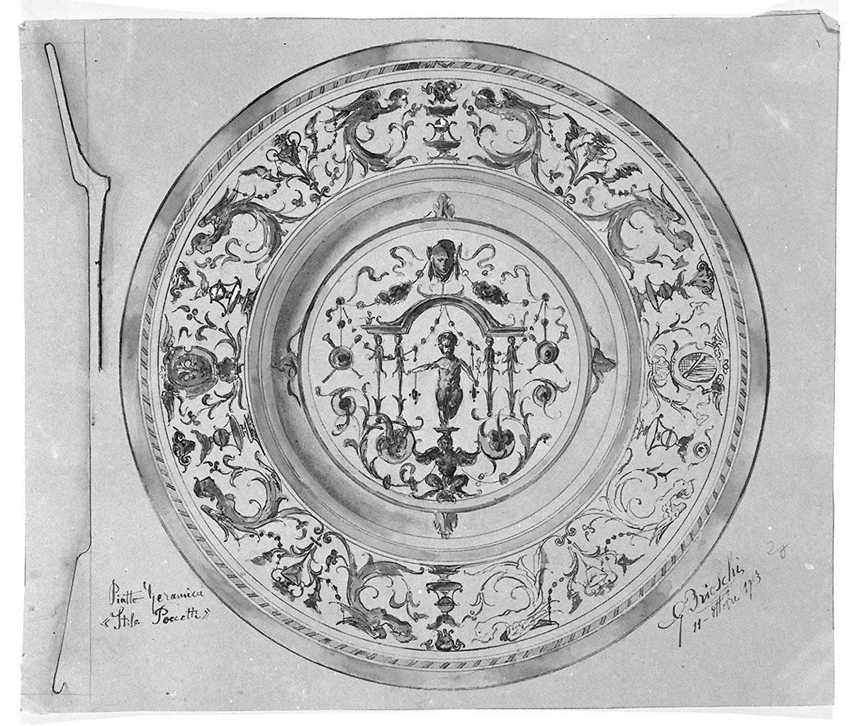 piatto (disegno) di Brioschi Giovambattista (sec. XX)