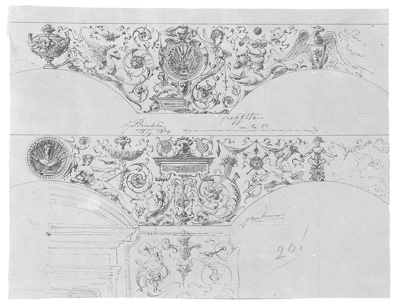 grottesche (disegno) di Brioschi Giovambattista (sec. XX)