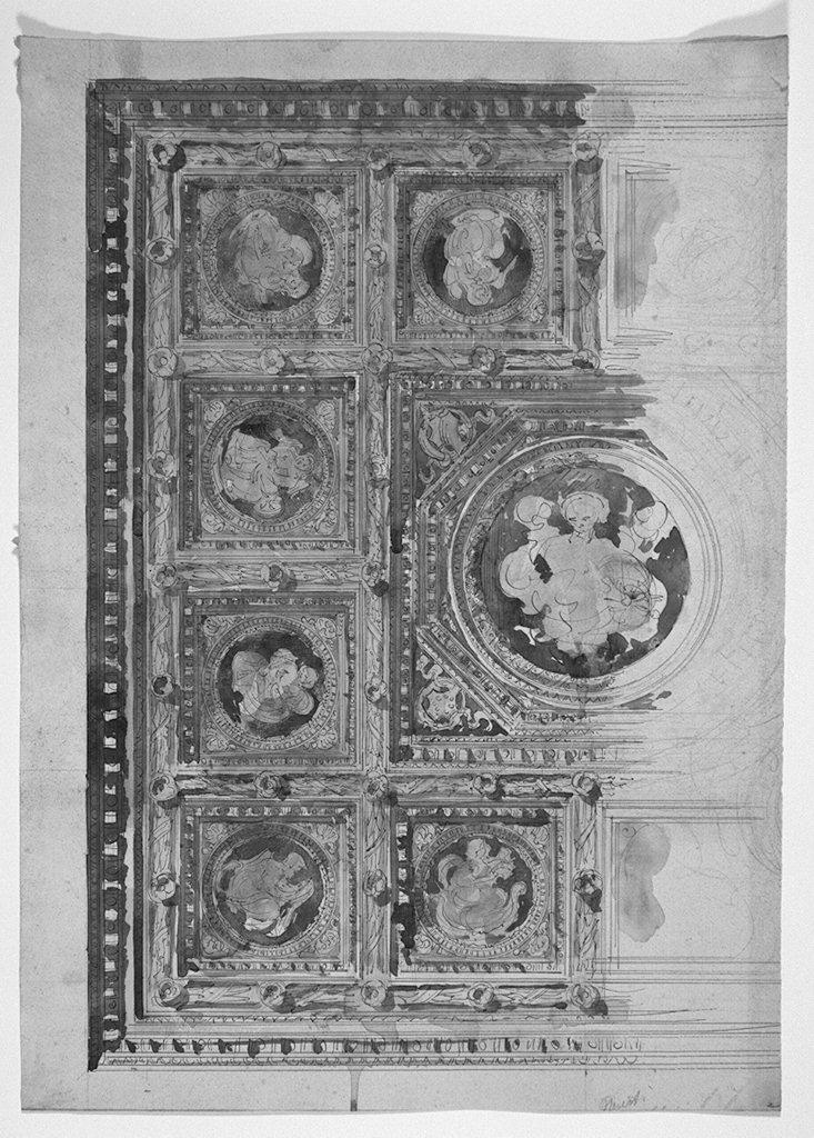motivi decorativi a cassettoni (disegno) di Giusti Ugo (sec. XIX)