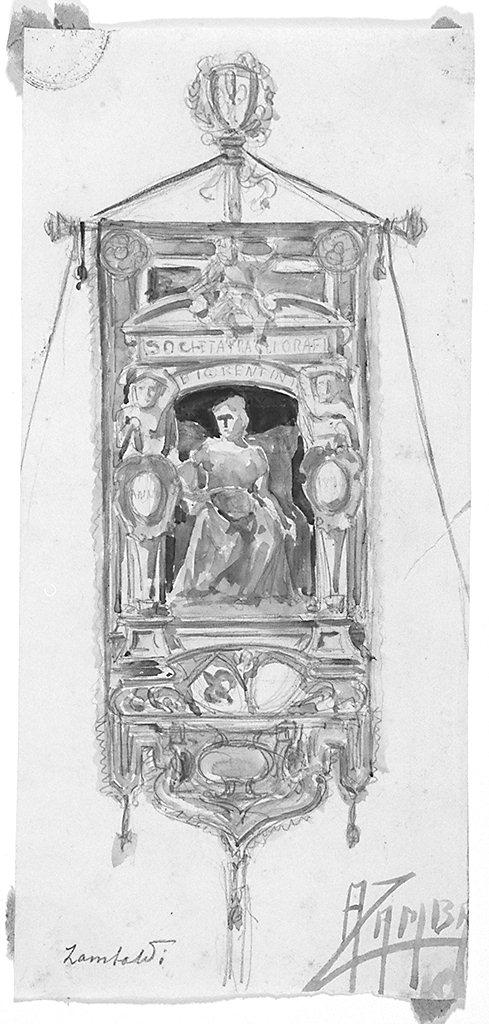 stendardo processionale (disegno) di Zambaldi A (secc. XIX/ XX)