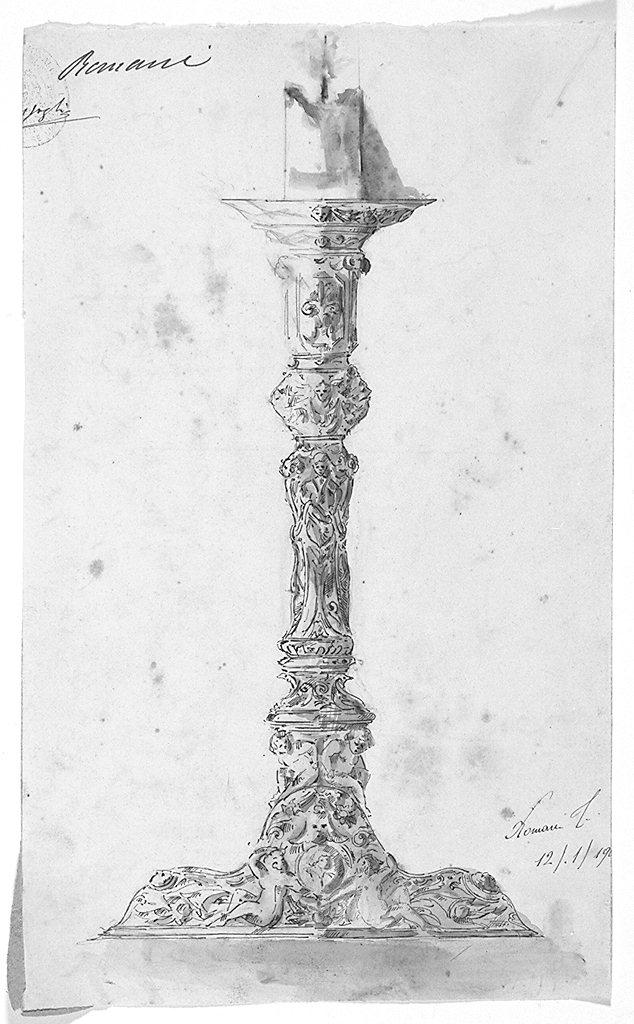 candelabro (disegno) di Romani Telemaco (sec. XX)