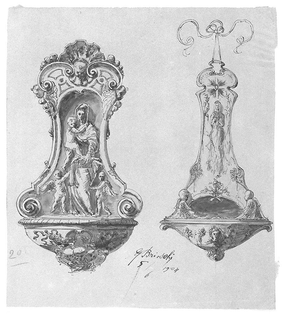 acquasantiera (disegno) di Brioschi Giovambattista (sec. XX)