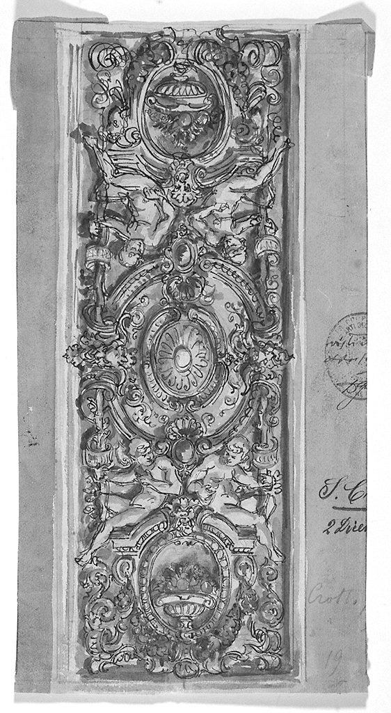 motivi decorativi a conchiglia e ovoli (disegno) di Crott Severino (sec. XX)
