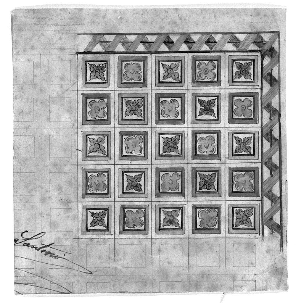 motivi decorativi a cassettoni (disegno) di Santini Augusto (sec. XX)