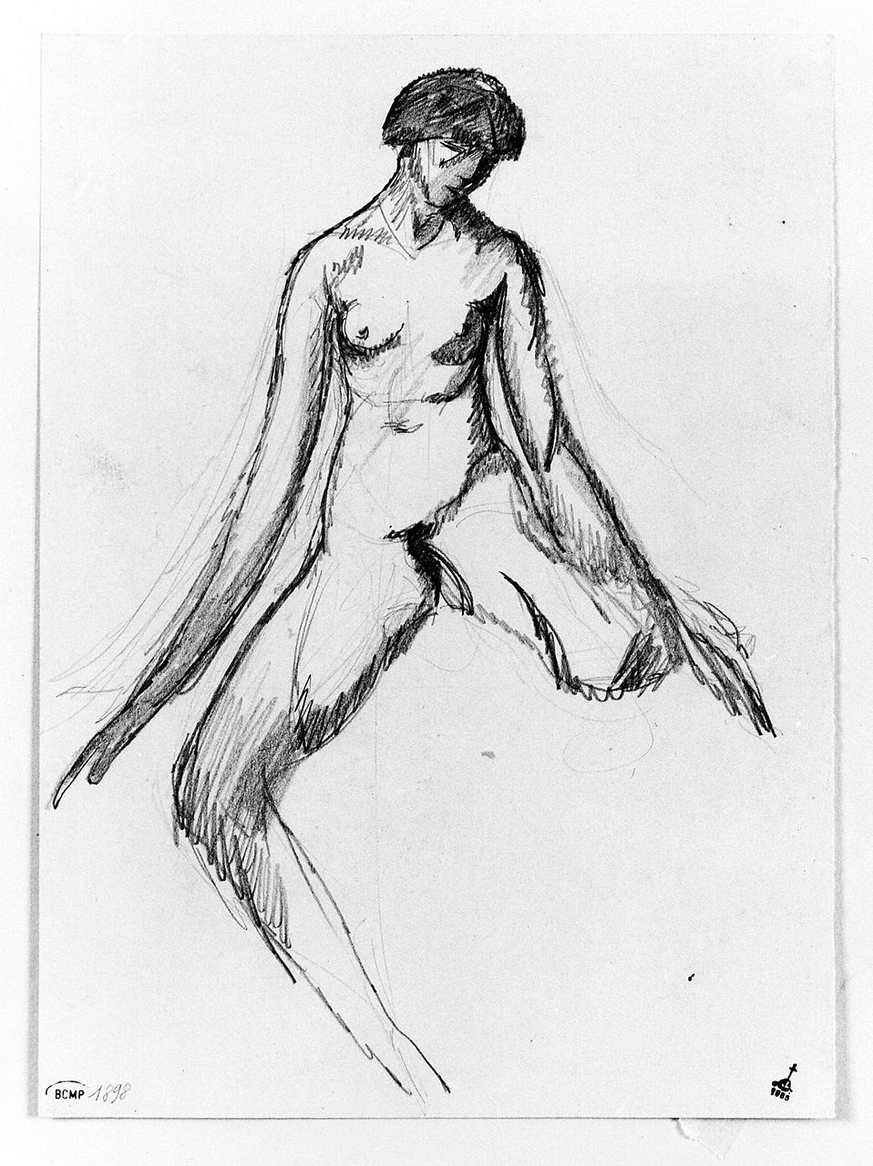 figura femminile nuda (disegno) di Andreotti Libero (sec. XX)