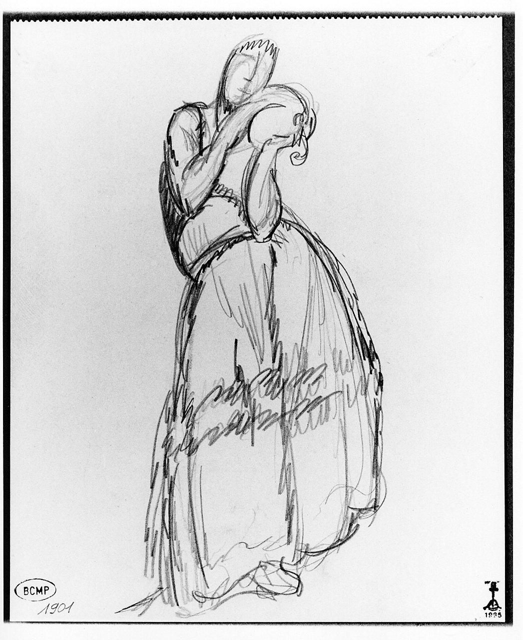 figura femminile con frutto (disegno) di Andreotti Libero (sec. XX)
