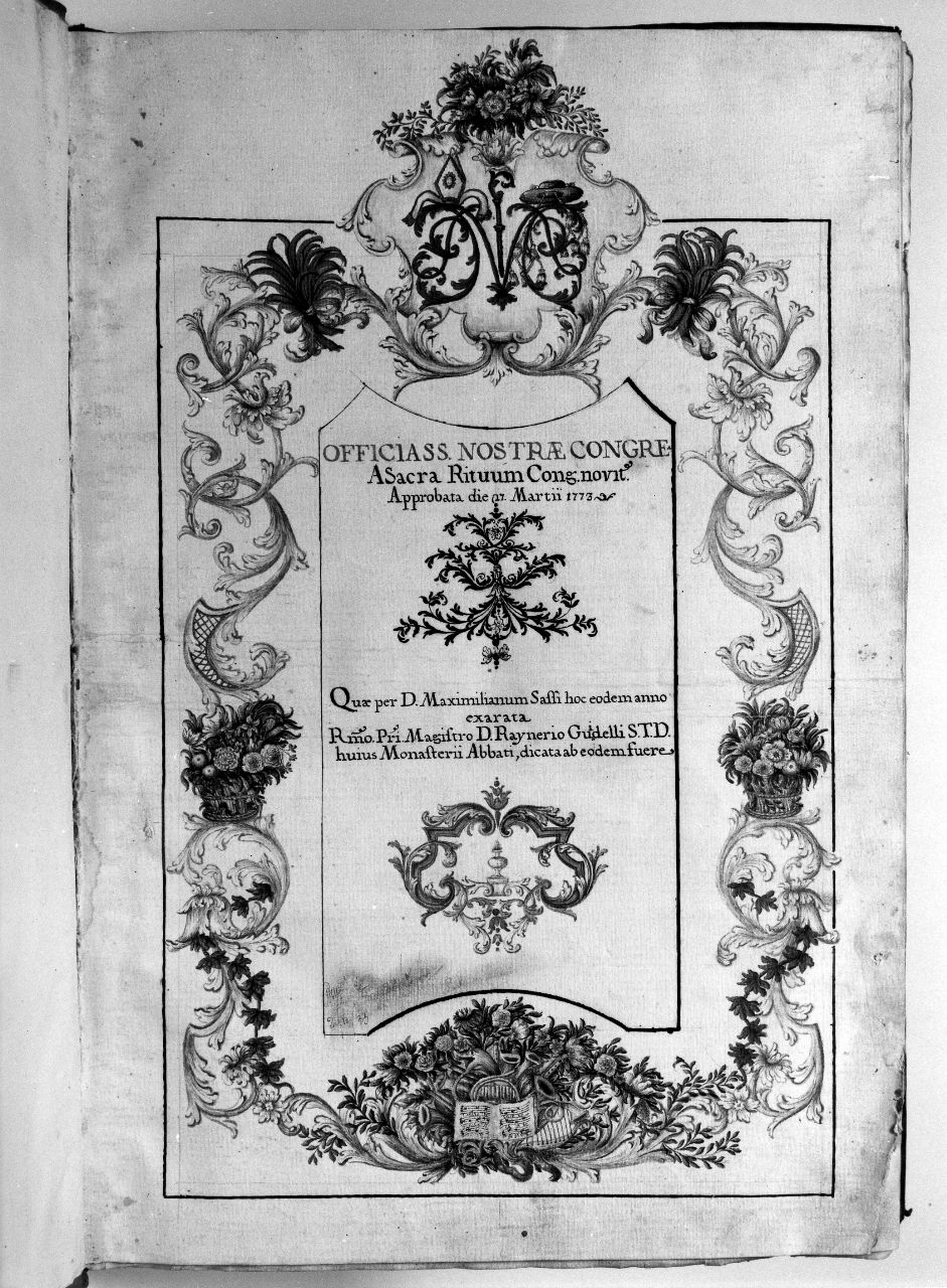 motivi decorativi a volute con fiori (disegno) - ambito fiorentino (sec. XVIII)