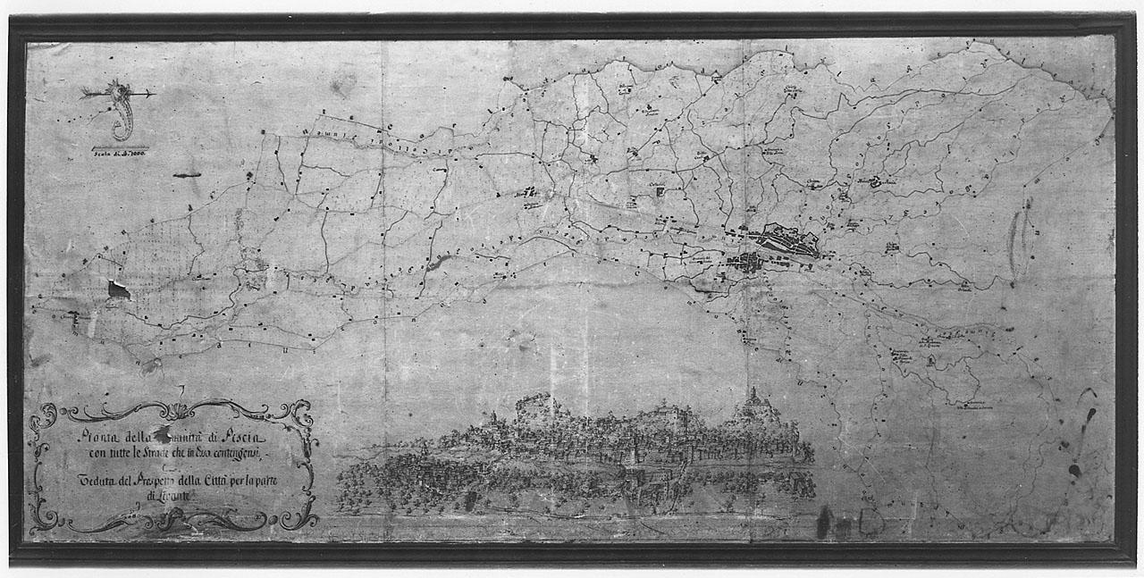 veduta di Pescia e suo territorio (disegno) - ambito toscano (prima metà sec. XIX)