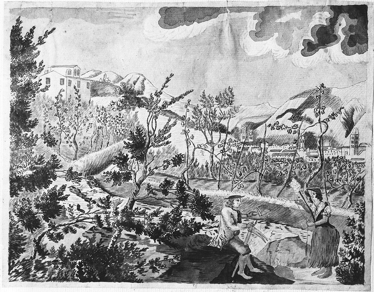 scena campestre (disegno) - ambito toscano (prima metà sec. XIX)