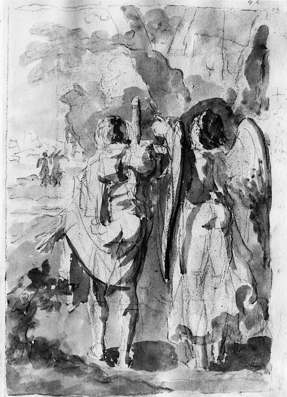 Giacobbe e l'angelo (disegno) - ambito pesciatino (sec. XVIII)