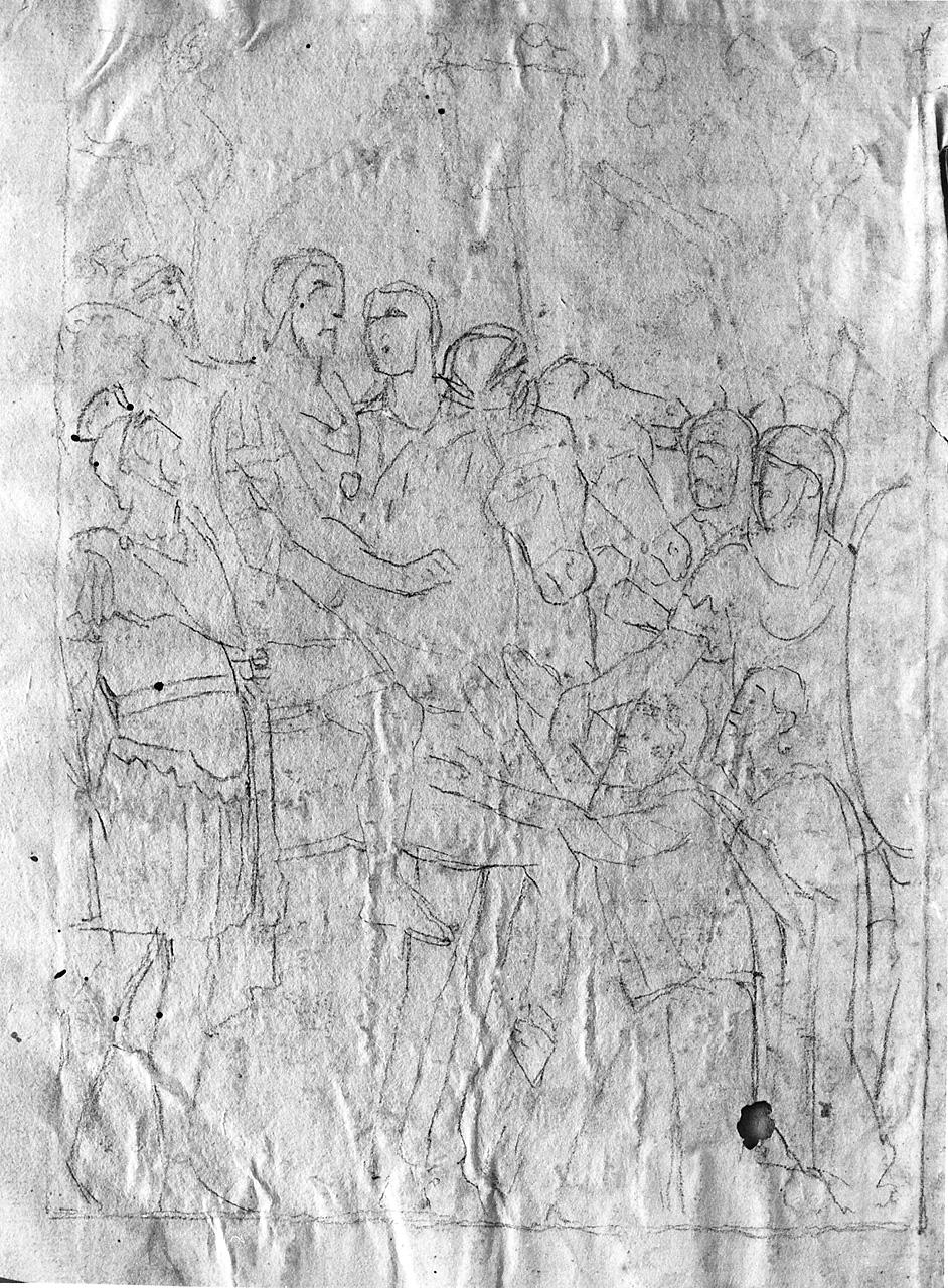 Deditio, popolazione barbarica si sottomette a Marco Aurelio (disegno) di Carlini Alberico (sec. XVIII)