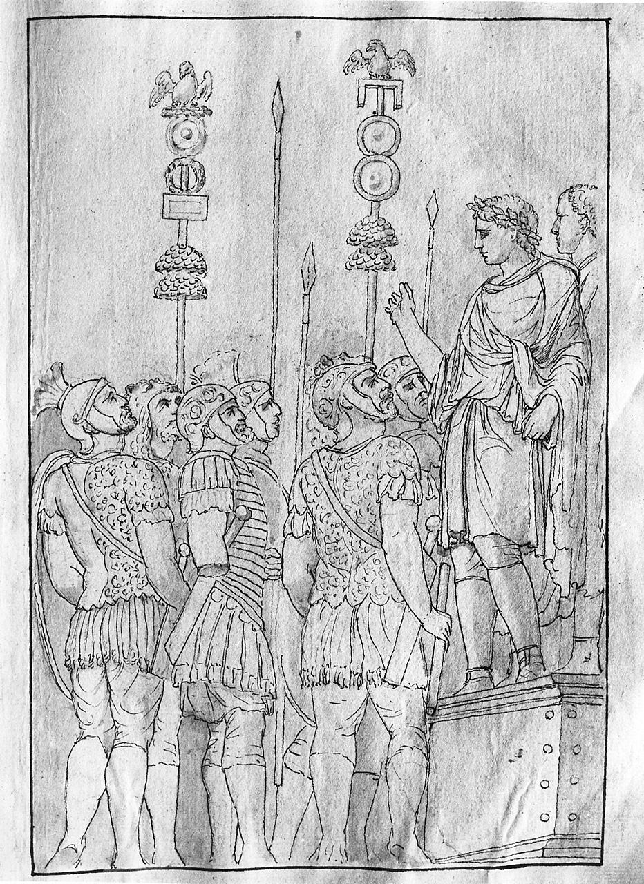 Adlocutio, Marco Aurelio parla alle truppe (disegno) di Carlini Alberico (sec. XVIII)