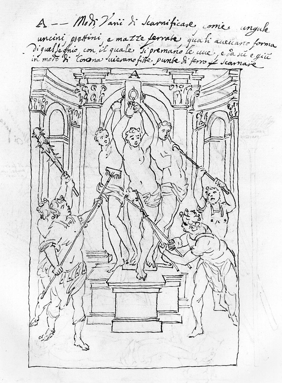 scena di martirio (disegno) di Carlini Alberico (sec. XVIII)