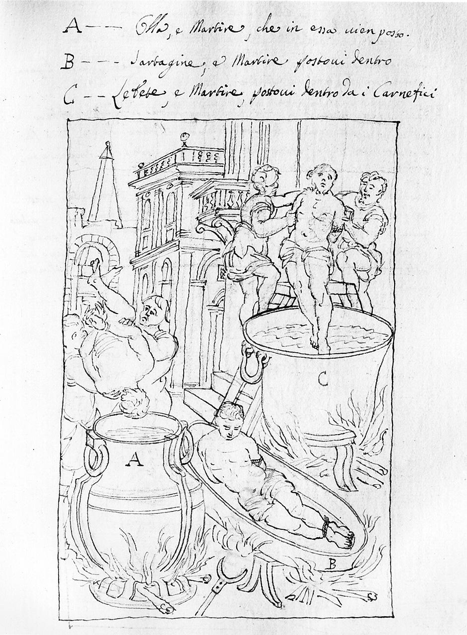 scena di martirio (disegno) di Carlini Alberico (sec. XVIII)